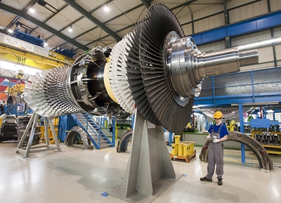 The SGT6-8000H gas turbine at the Siemens factory in Berlin