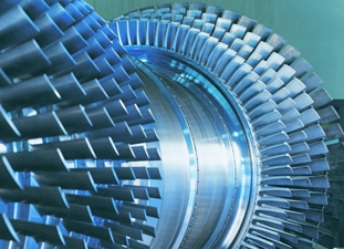 Close-up of SGT5-2000E gas turbine