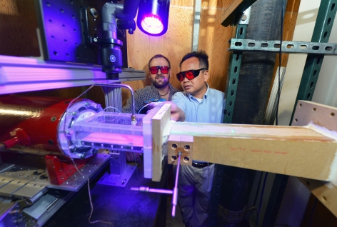Iowa State Uni's Black Johnson and Professor Hui Hu strive to better cool gas turbine engines to boost efficiency.