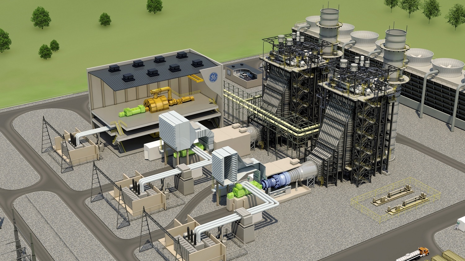 GE FlexEfficiency 60 plant has a 2x1 multi-shaft configuration