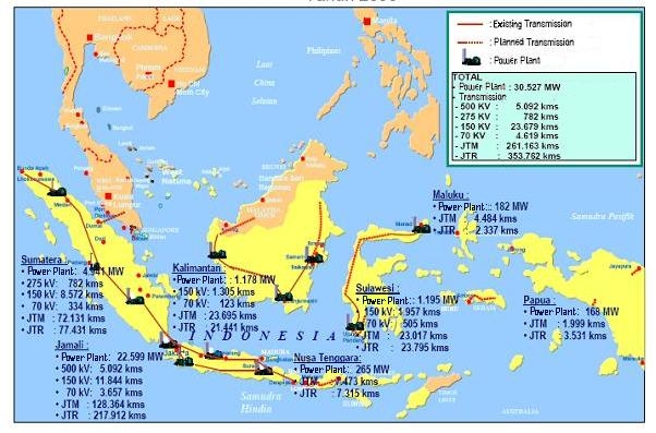 Map of Indonesia's power plants: source : Ministry of Mines and Energy