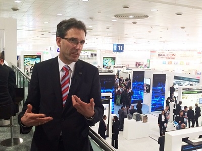 ABB senior vice president Jochen Kreusel speaking at the Hannover Messe this week