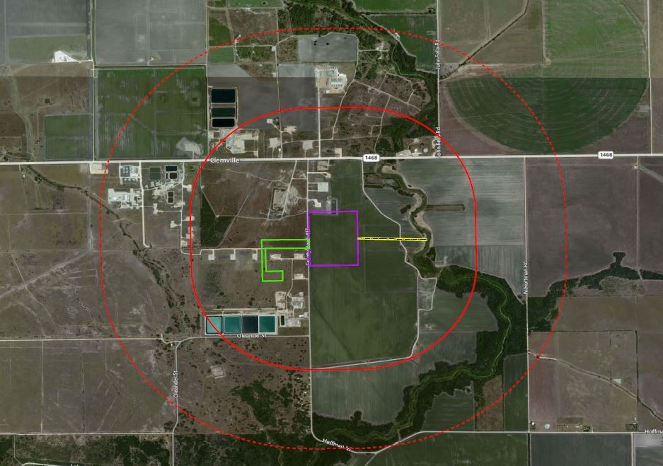 Map of the proposed Apex Matagorda Energy Center site