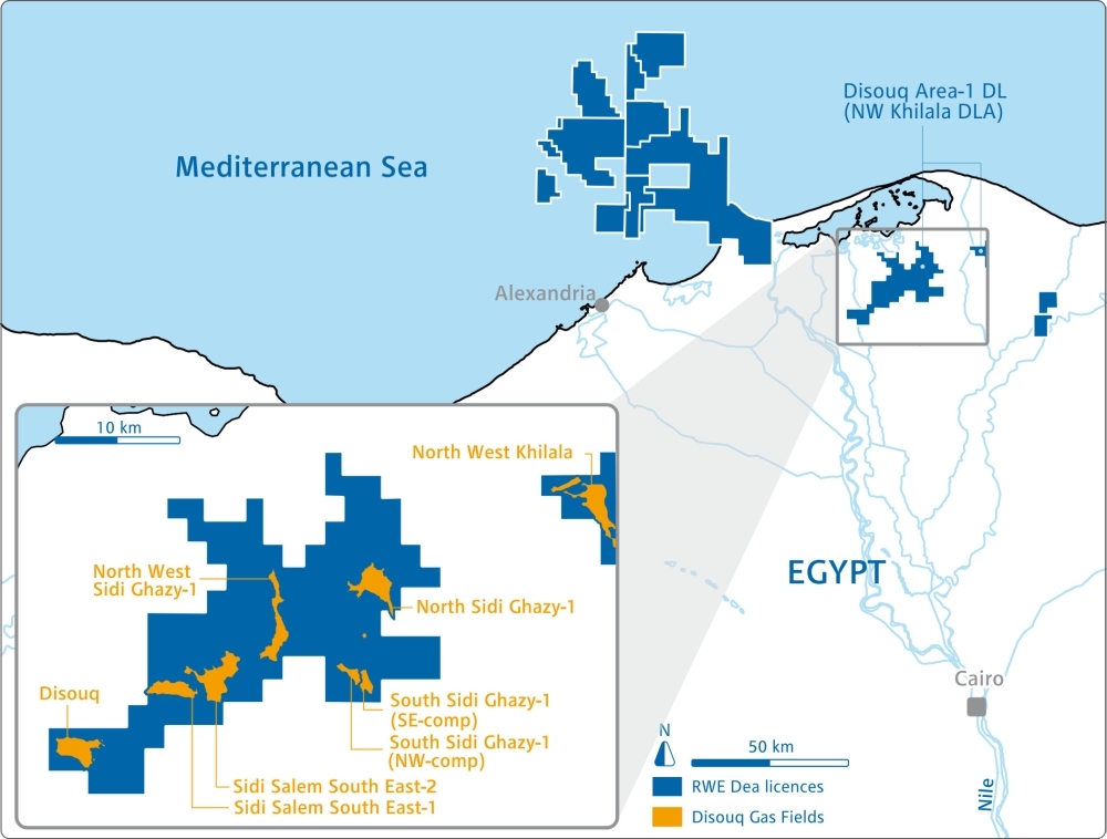 Map of RWE Dea’s licences for the Disouq gas fields and other oil and gas developments