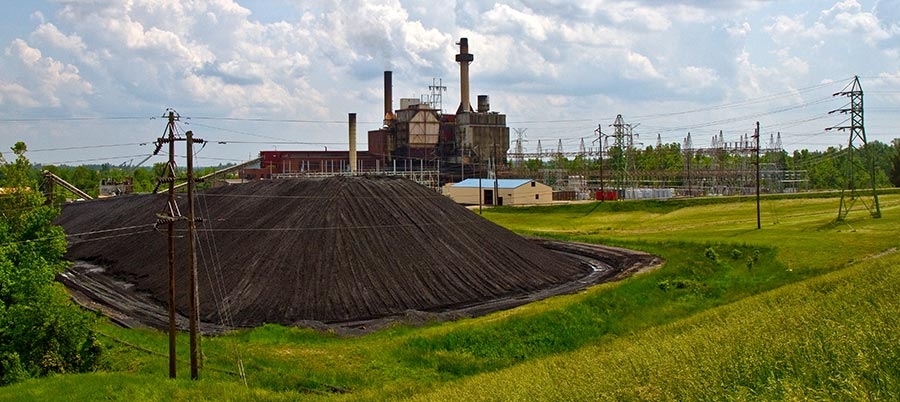 A coal stack in front of KU’s Green River coal plant