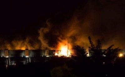 Fire has destroyed much of Didcot B power station