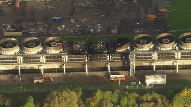 Three of Didcot’s cooling towers were damaged by the fire