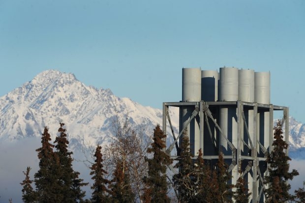 Exhaust stacks at the 171 MW Eklutna power plant