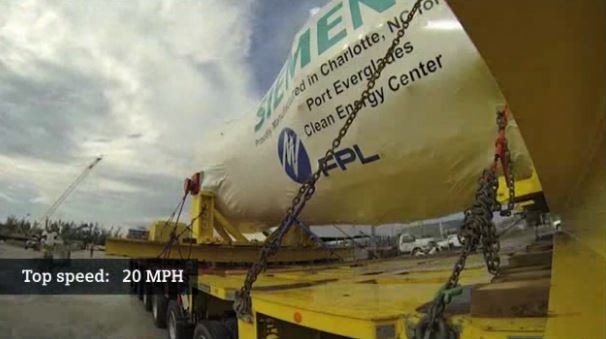 Transport of Siemens H-class turbine from North Carolina to Florida