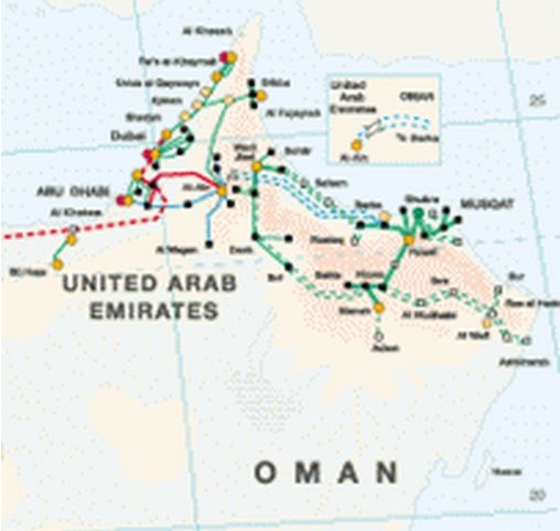 Map of Oman's main power grid​