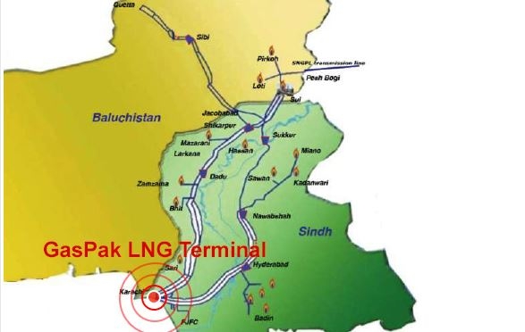 Transmission pipelines from GasPak LNG terminal in Karachi, Pakistan