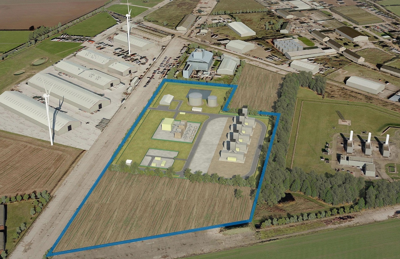 Aerial view of the Progress Power site in Suffolk