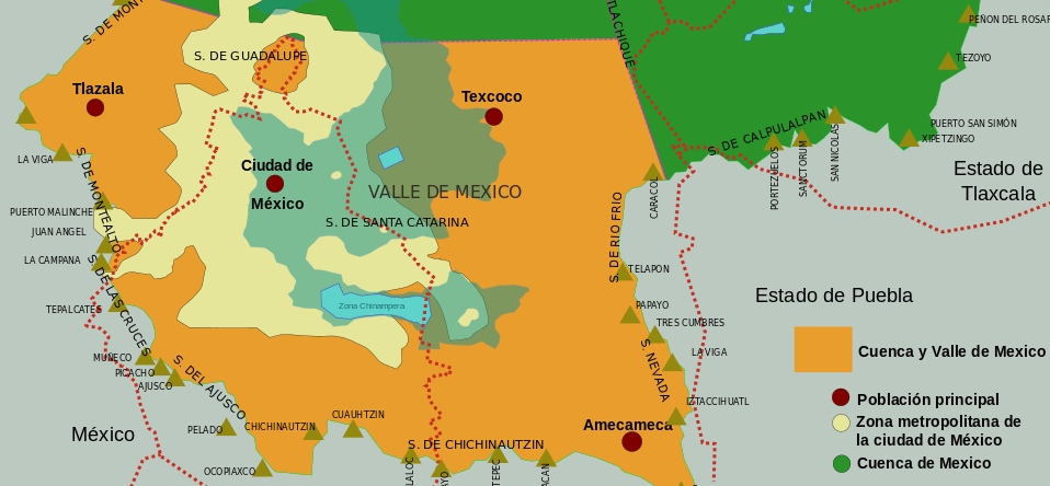 Map of the wider ‘Valle de México’ region