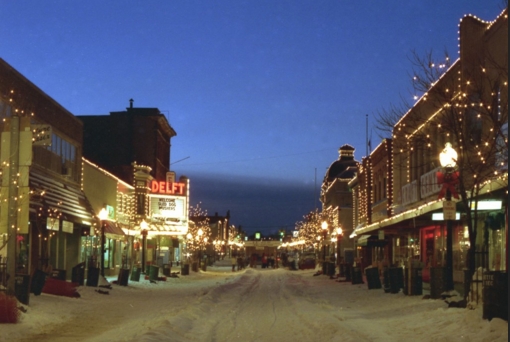 Michigan high street during winter time