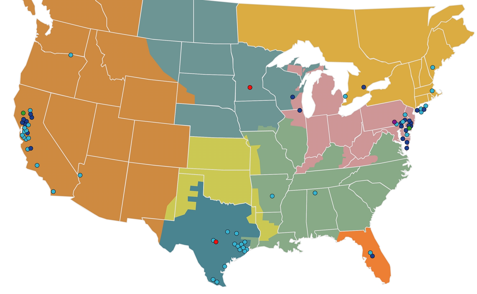 Calpine’s power plant portfolio focuses on Texas, California and the Mid-Atlantic