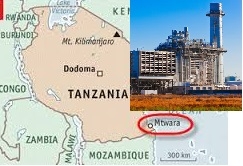 Location of the 400 MW Mtwara gas power project