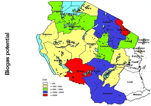 Technical potential for domestic biogas in Tanzania