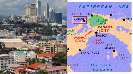 Colón lies near the Atlantic entrance to the Panama Canal