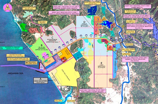 Map of the planned Dawei Special Economic Zone