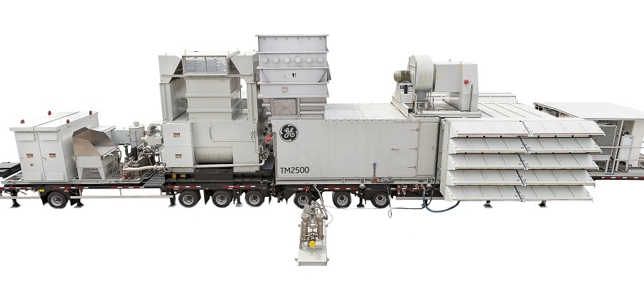 trailer-mounted TM2500+ aeroderivative gas turbine