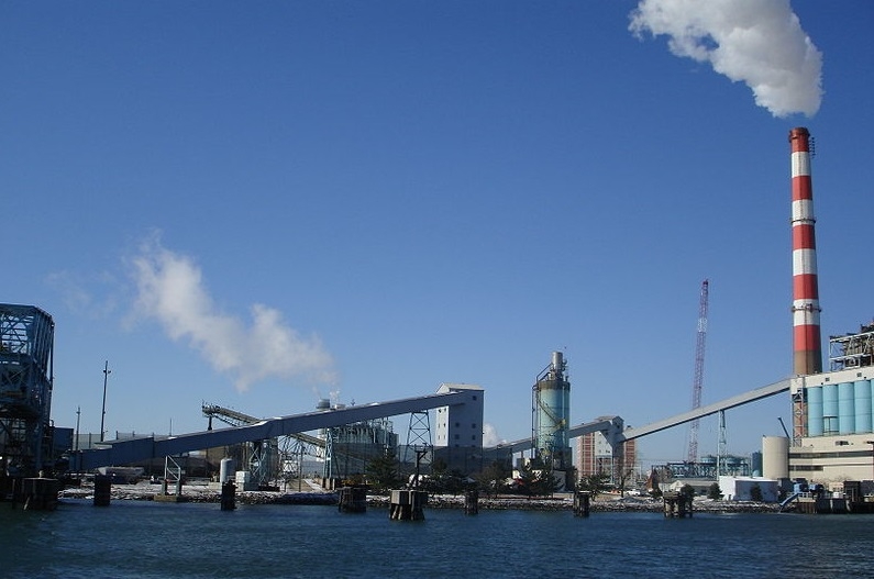Bridgeport plant seen from the harbor
