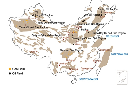 Location of China’s oil and gas fields
