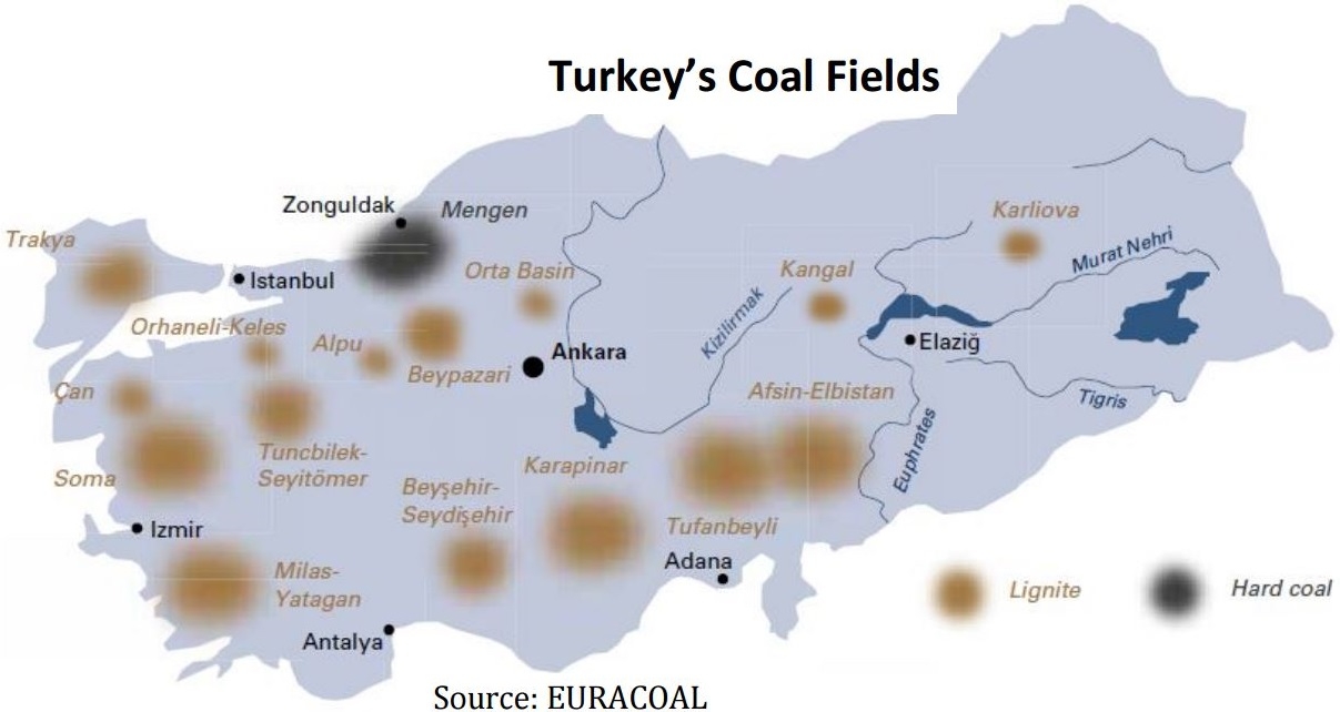 Map of Turkey’s tertiary coal basins