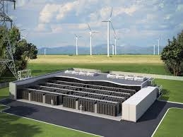 Rendering of a grid-tied battery storage system