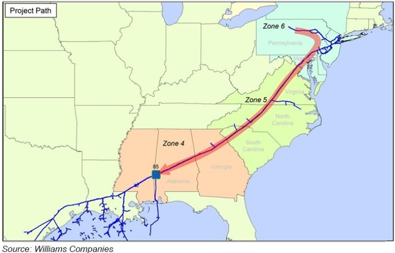 Project path of Atlantic Sunrise Pipeline