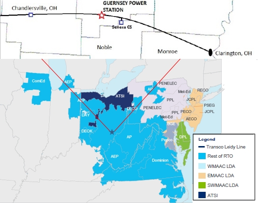 Location of GPS relative to surrounding gas and power lines
