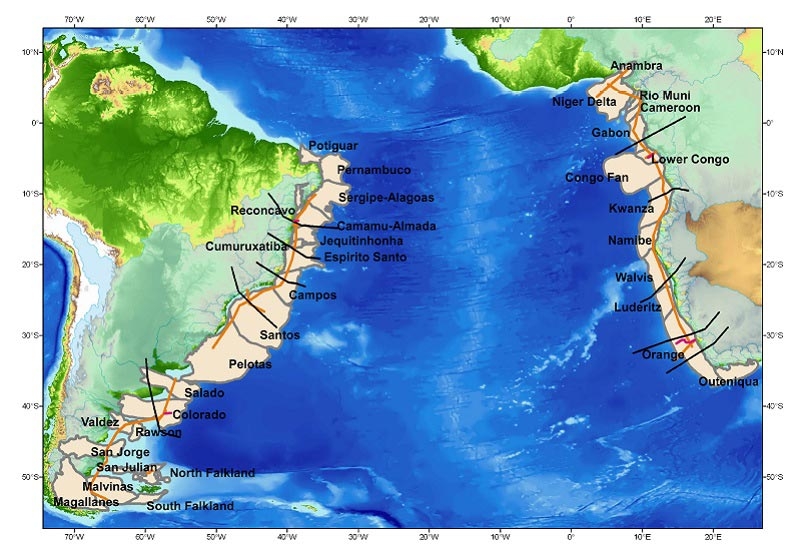South Atlantic margin basins. Source:Getech
