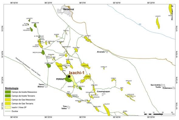 Location of the Discovery of Ixachi-1 well in the Veracruz Basin