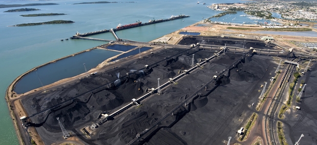 Coal-loading operations at Gladstone port in Queensland, Australia