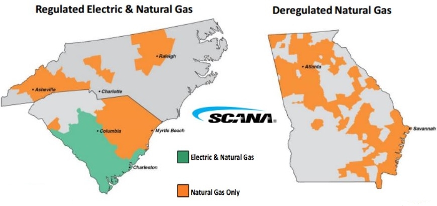 Overview of Scana Corp's natural gas and power assets.