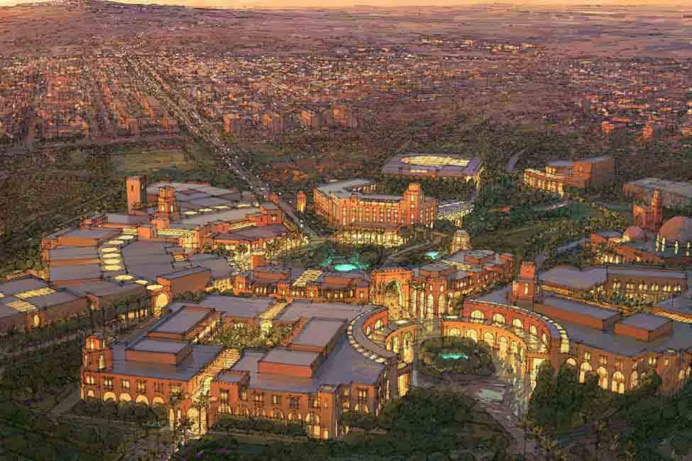 Aerial rendering of Waad Al Shamaal City