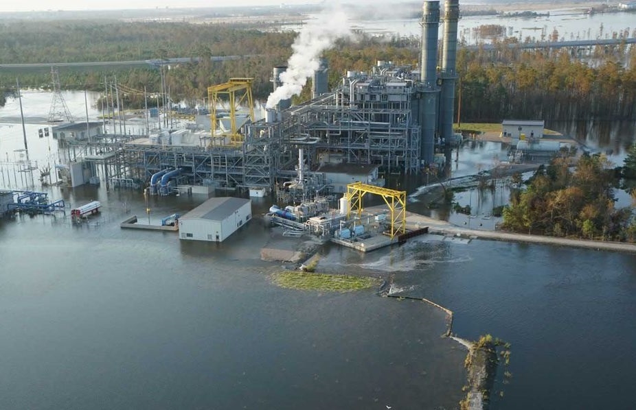 Photo released by Duke Energy, showing Sutton Plant inundated by flood waters