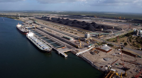 Coal exports from the Port of Newcastle, NSW, Australia.