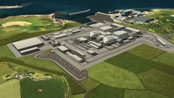 Render of Wylfa Newydd nuclear power plant in Anglesey, Wales