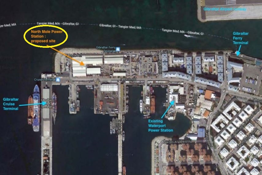 Site of new LNG-fuelled power station at North Mole, Gibraltar