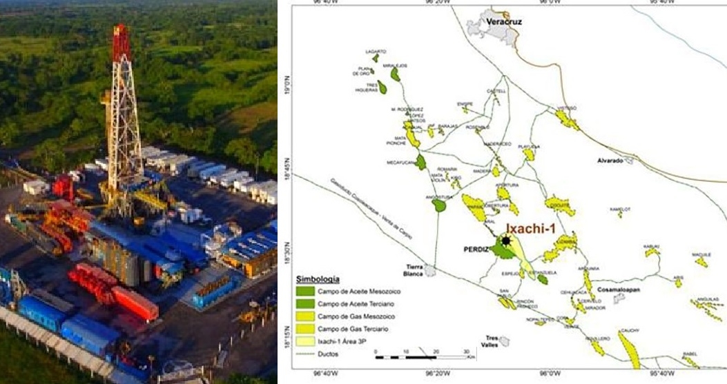 Map of Pemex's Ixachi-1 well in Veracruz