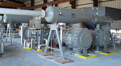 HHE-VL recip compressor configuration, using an engine-type motor, similar to what will be installed at the SMR in Texas.