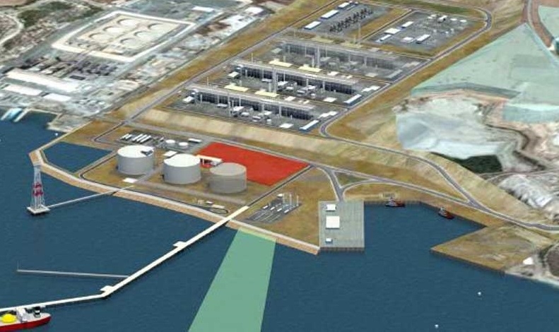 Render of FSRU and onshore power plant in Cyprus