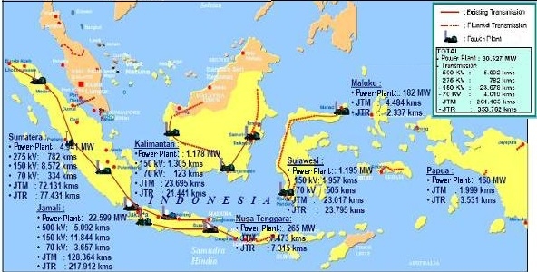 Map of Indonesia's gas and power infrastructure