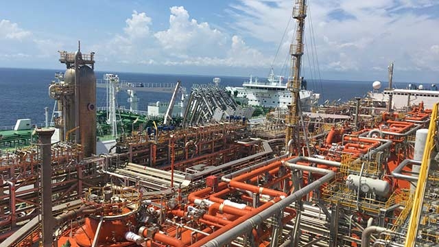 Close-up of FLNG vessel