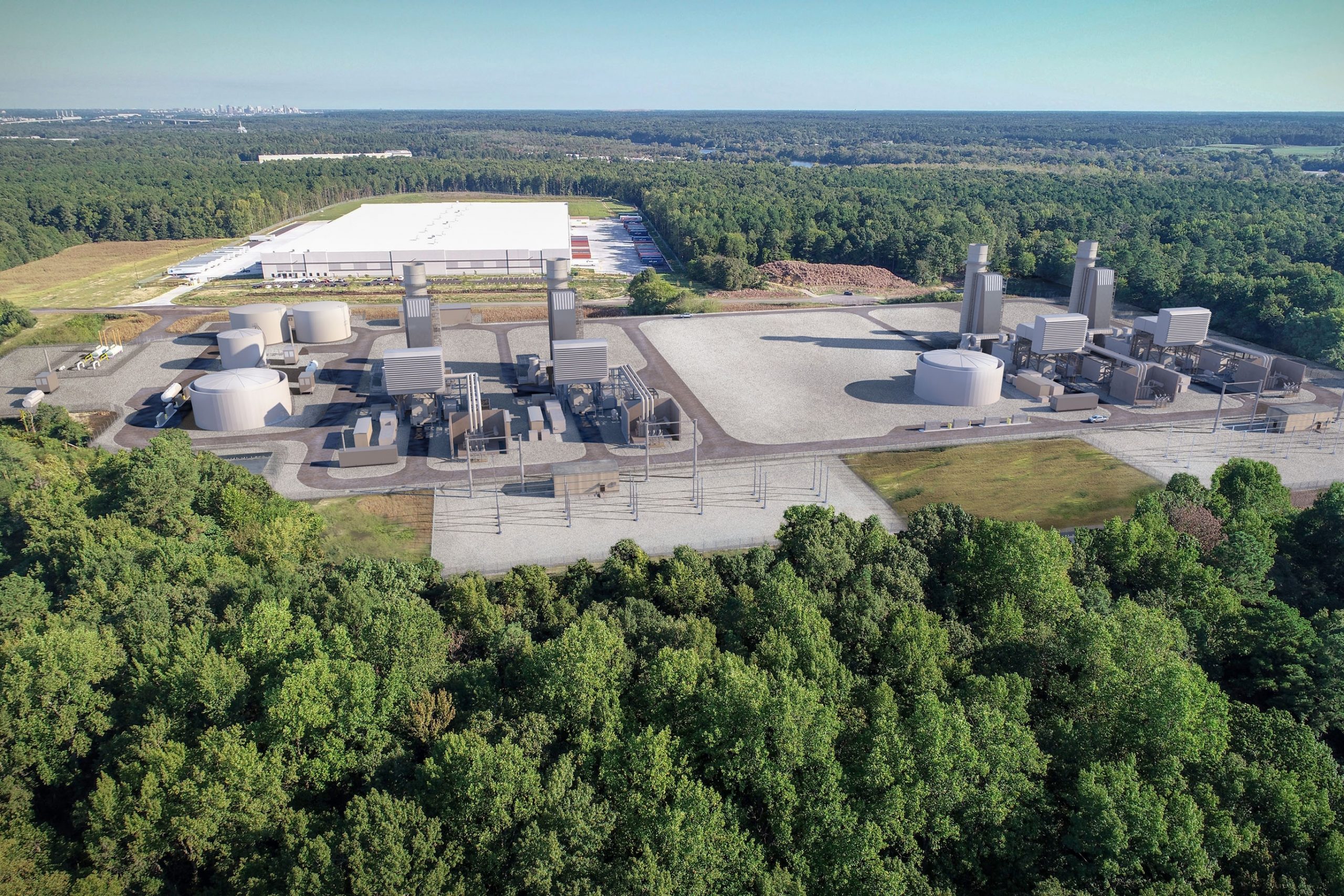 Rendering of Dominion's four gas peaking units near Dutch Gap, Virginia.