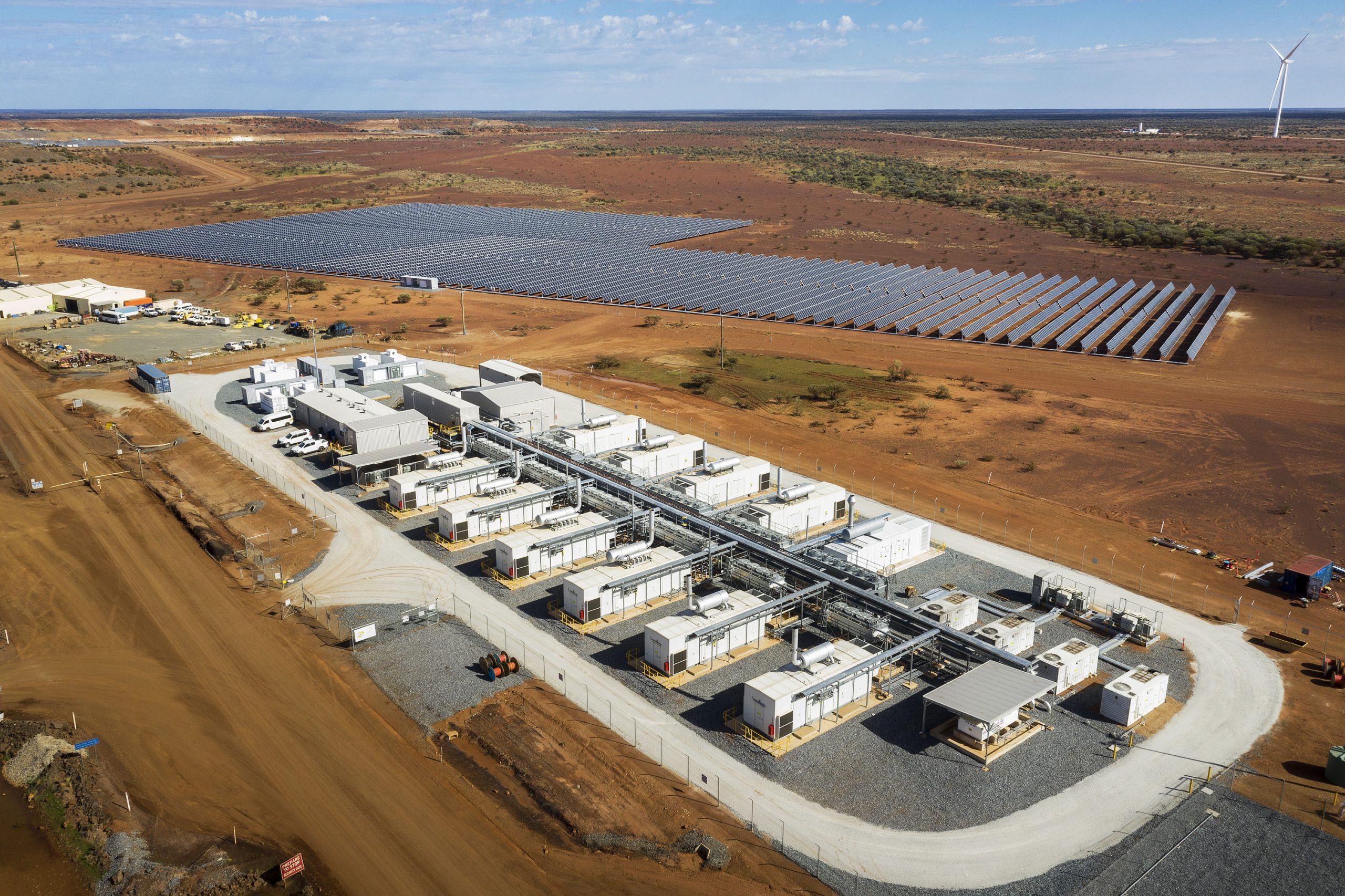 Bird's eye view of Gold Field's microgrid at the Agnew Mine
