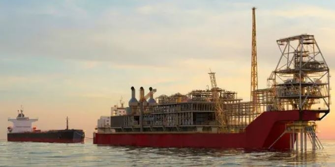 Render of Sangomar FPSO moored off Dakar, Senegal