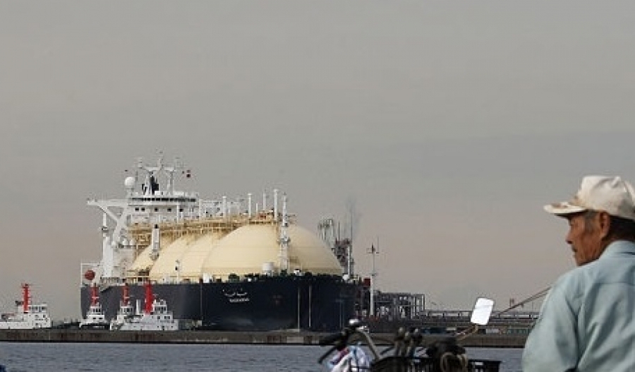 LNG tanker berthing at Japanese port