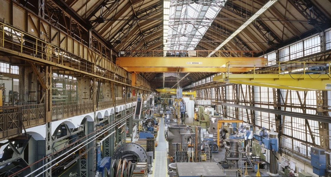 View into Siemens' turbine factory in Berlin-Moabit