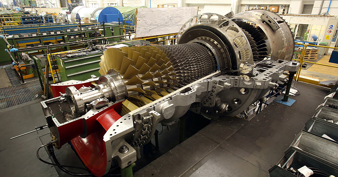 AE64.3 turbine in Ansaldo's workshop